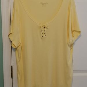 Faded Glory short sleeve top, Lt Yellow, size 3X